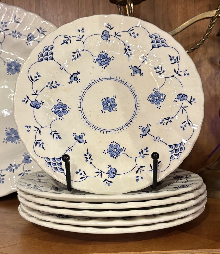 ENGLISH MYOTT STAFFORDSHIRE FINLANDIA BLUE & WHITE PLATES - SET OF