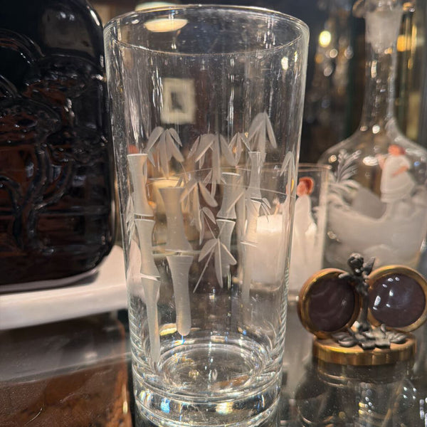 Set of 10 Noritake Bamboo Etched Mid Century Glasses