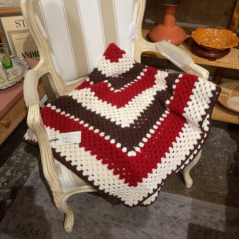 Vintage Hand Knit Afghan (striped)