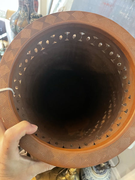 MCM Terracotta Umbrella Stand Asian 24T 10D slicer chip in base (in store pick up only)
