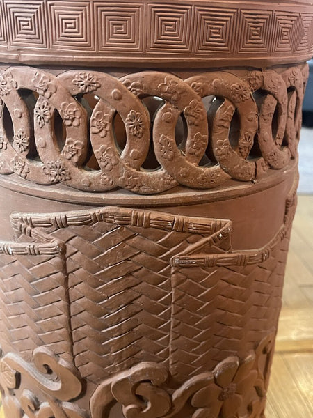 MCM Terracotta Umbrella Stand Asian 24T 10D slicer chip in base (in store pick up only)
