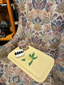 Pale yellow flower tin tray