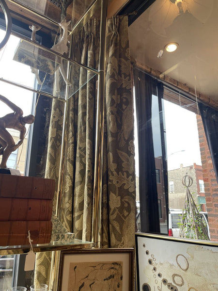 Custom drapery with blackout lining Taupe and Cream Pheasants and Fruit 94x42 PER PANEL