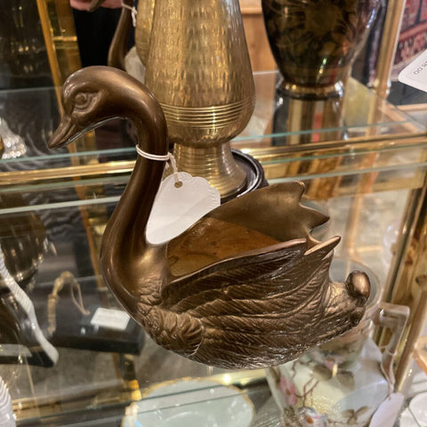 Brass swan planter or candle holder