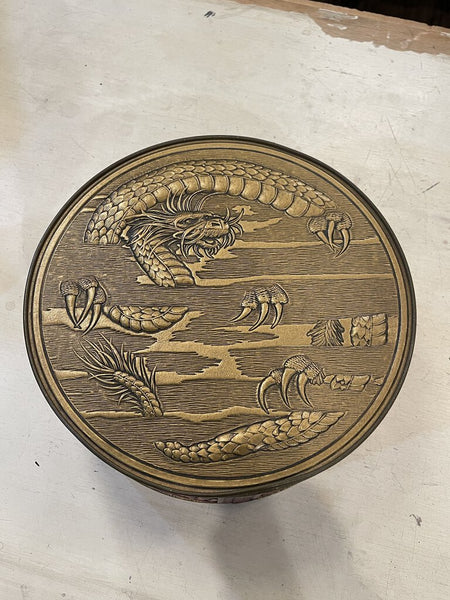 Asian red tin dragon top 9x4