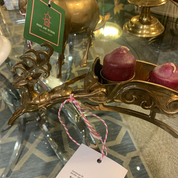 Brass Deer with Sleigh
