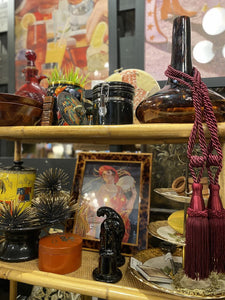 Pair of burgundy curtain tassels