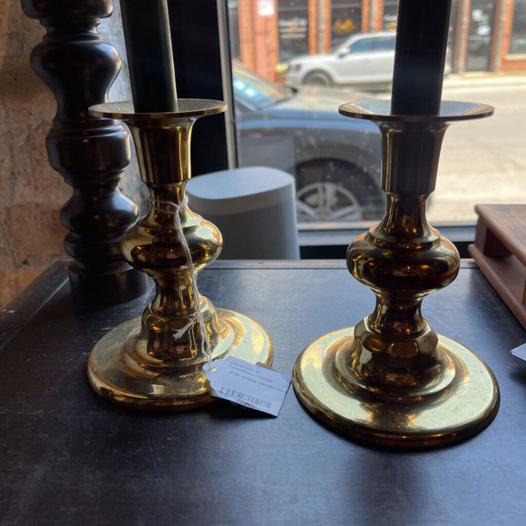 Pair brass candlesticks 6 in tall