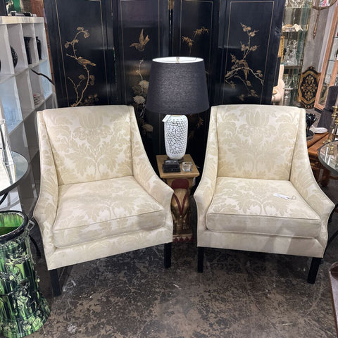 Pair of off white Damask Chairs