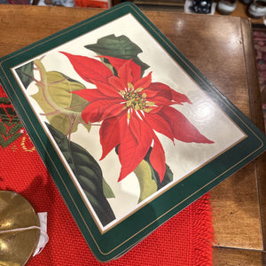 Set of 4 poinsettia placemats made in England