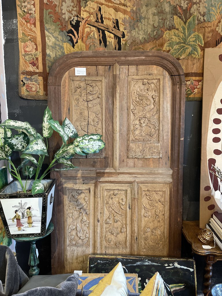 Antique Continental Wood Carved Panel of Folklore 76T 38.5W 2.5D (In Store Pickup Only)