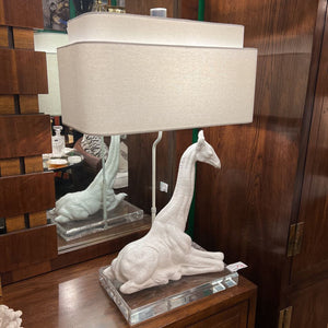 Ceramic white giraffe lamp on lucite base (in store pick up only)