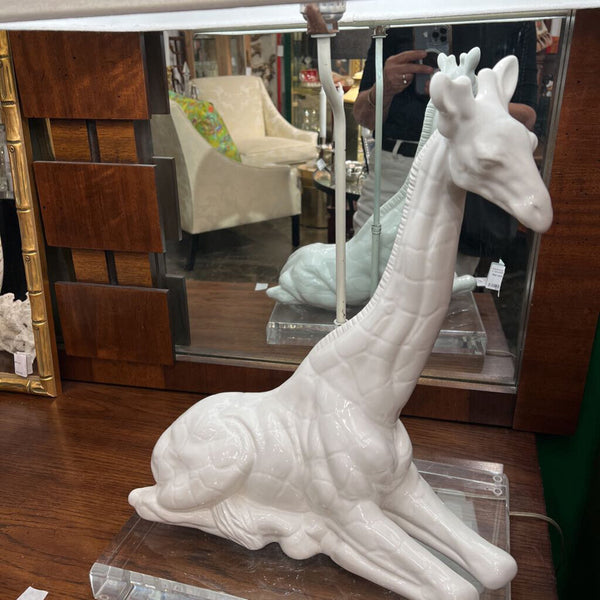 Ceramic white giraffe lamp on lucite base (in store pick up only)