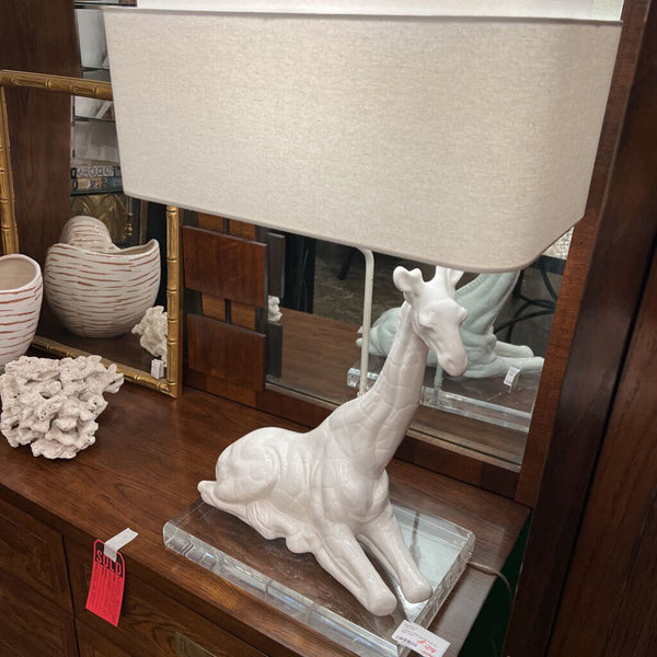 Ceramic white giraffe lamp on lucite base (in store pick up only)