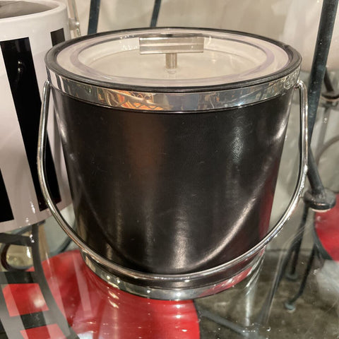 Mid century black and silver ice bucket