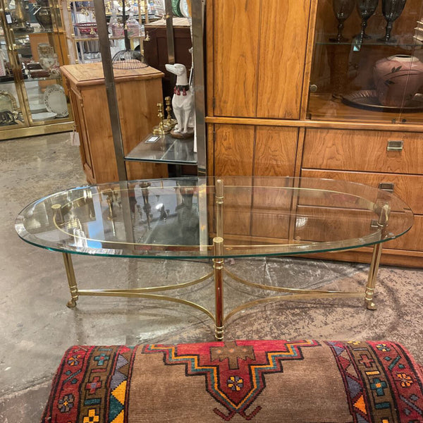 GLASS COFFEE TABLE MARKED ITALT 58L 24W 19H IN STORE PICK UP ONLY