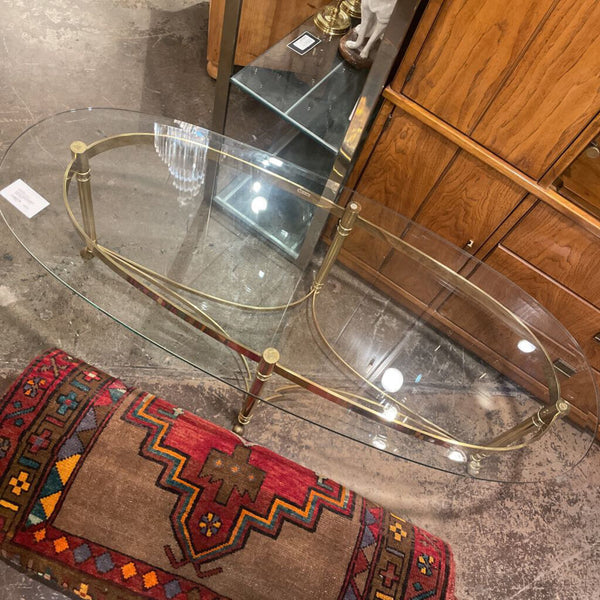 GLASS COFFEE TABLE MARKED ITALT 58L 24W 19H IN STORE PICK UP ONLY