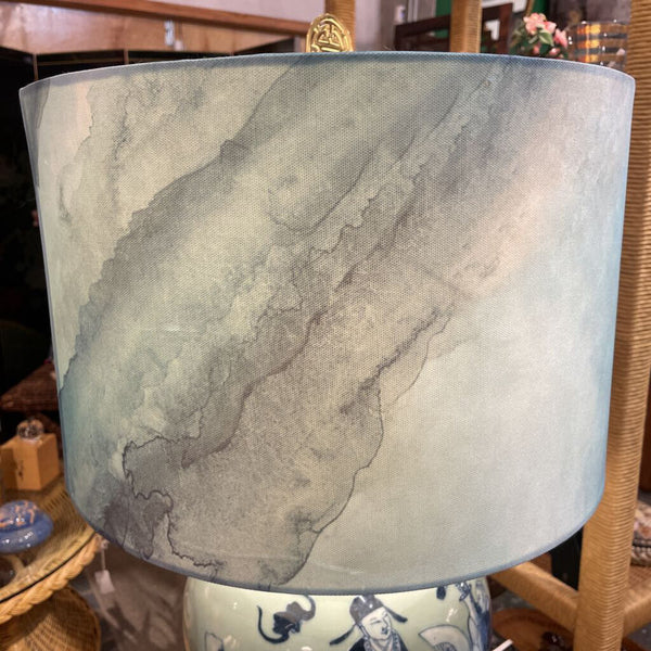 Large Antique " Blue Celadon Chinoisere Lamp 23 inches tall. In store pick up only