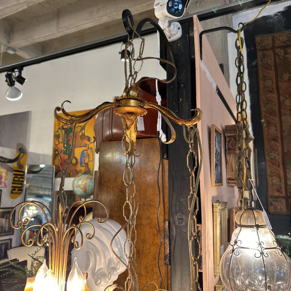 Brass hanging chandelier