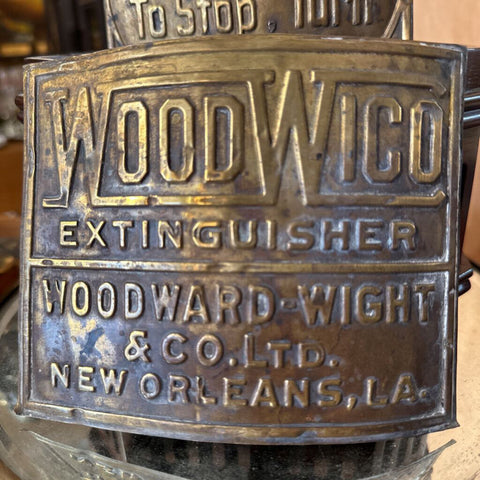 Wood Wico fire extinguisher brass badge
