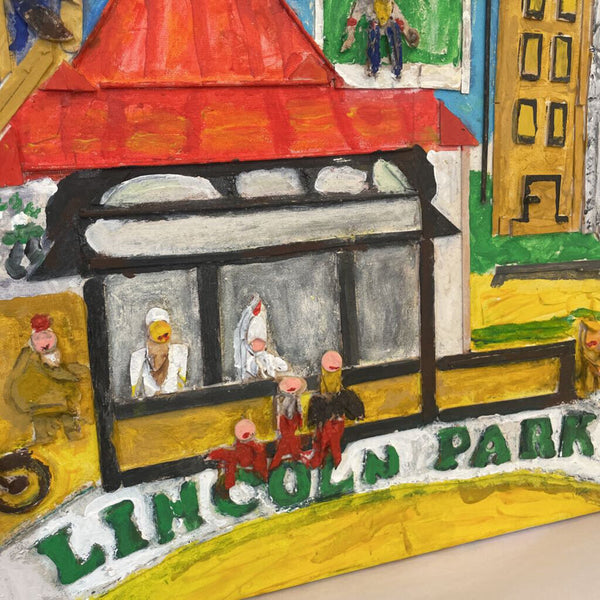 Mixed Media Outsider Art, Lincoln Park by R. Trier (18"hx24"w)