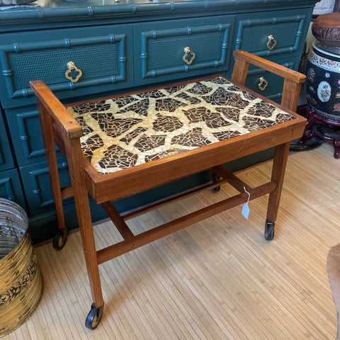 Vintage MCM Mosaic Bar Cart (in store pickup only)