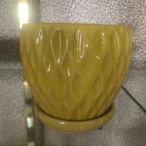 Yellow Scalloped style planter vase
