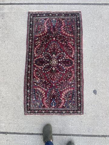Vintage Hand Knotted Rug 47x26in