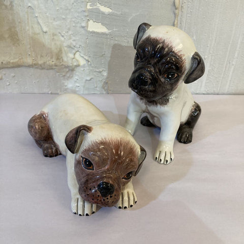 Pair Italian ceramic Pug Dogs