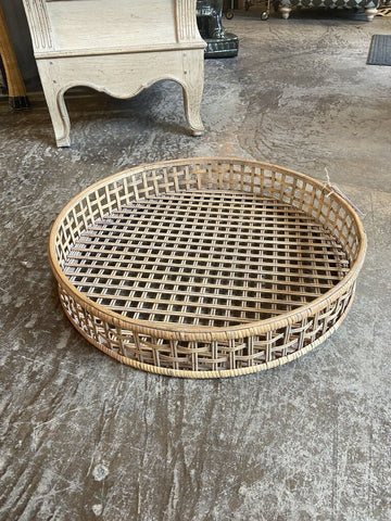 Large round woven wood basket/tray