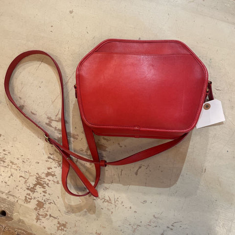 Vintage Coach Red Cooper Zip Geometric Bag Purse RARE FIRM