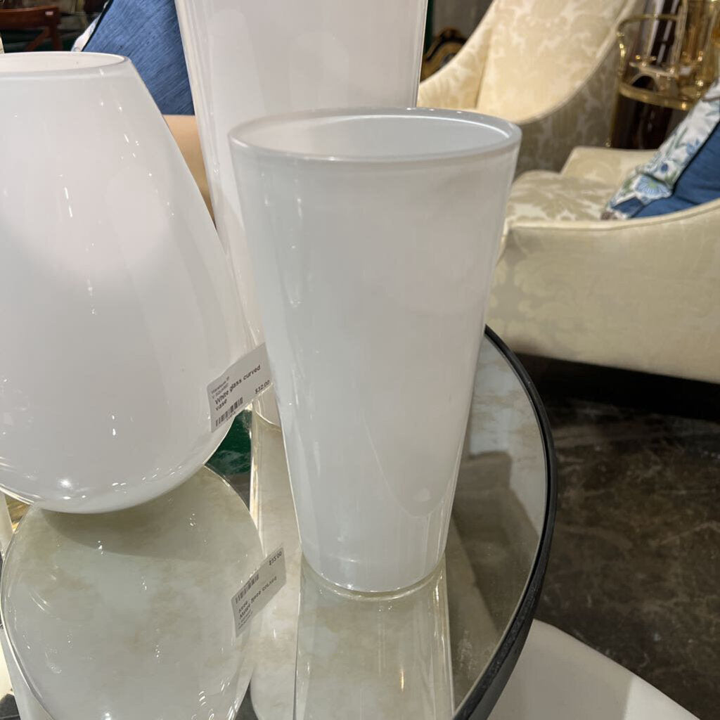 Small white glass vase