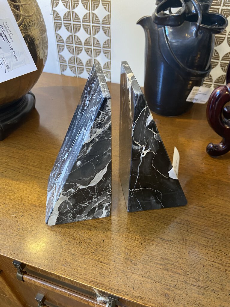 Italian black marble bookends -a pair