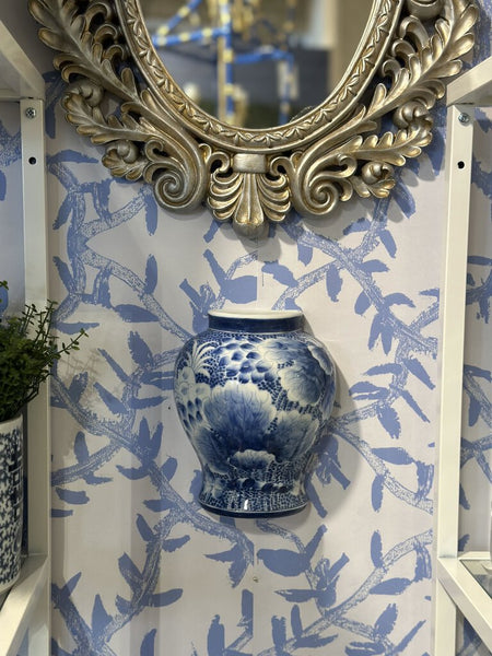 Maitland Smith Single Blue and White Porcelain Wall Sconce Vase #T001