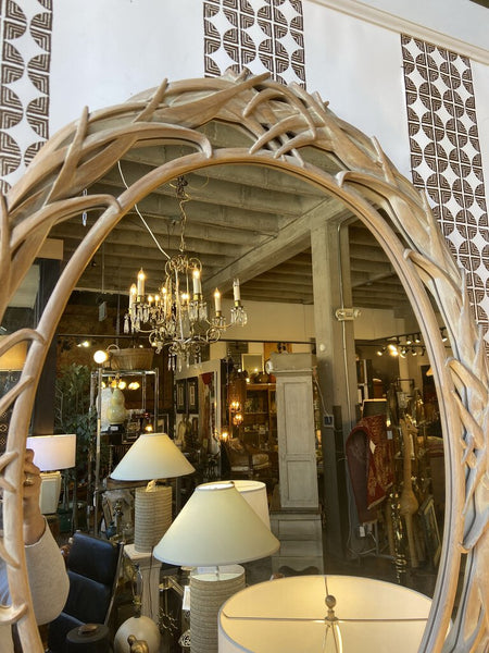 Oval palm frond palm beach mirror Carolina mirror comp. In store pick up only . As found with small chip in photo