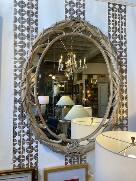 Oval palm frond palm beach mirror Carolina mirror comp. In store pick up only . As found with small chip in photo