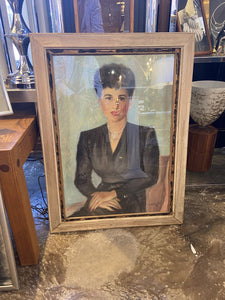 Signed 1946 pastel portrait -labeled Marshall Fields as found
