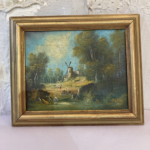 Antique European oil painting, signed Cassini (10x12 in)