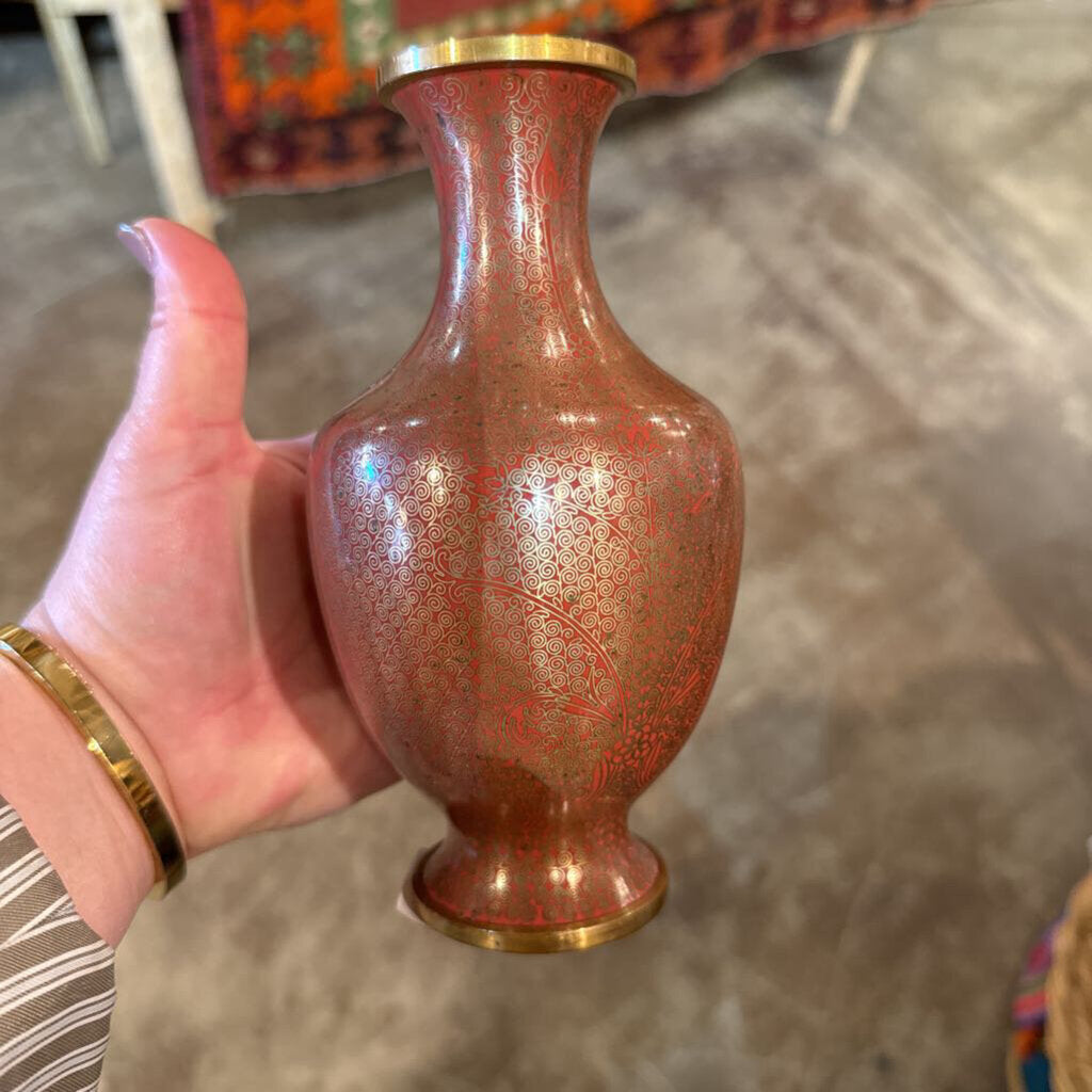 Vermillion Cloisonne Medium Vase