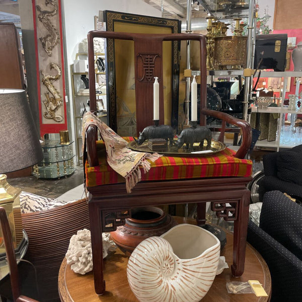 Pair of Mid Century wooden chairs original upholstered testified cushions Made in Hong Kong in store pick up only