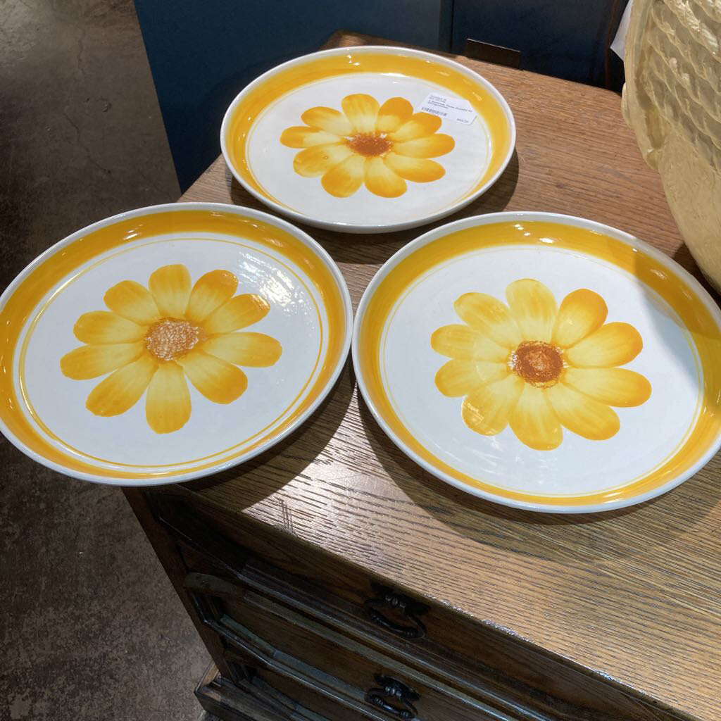 3 Sunflower Plates (Roseline by Sarreguemines)