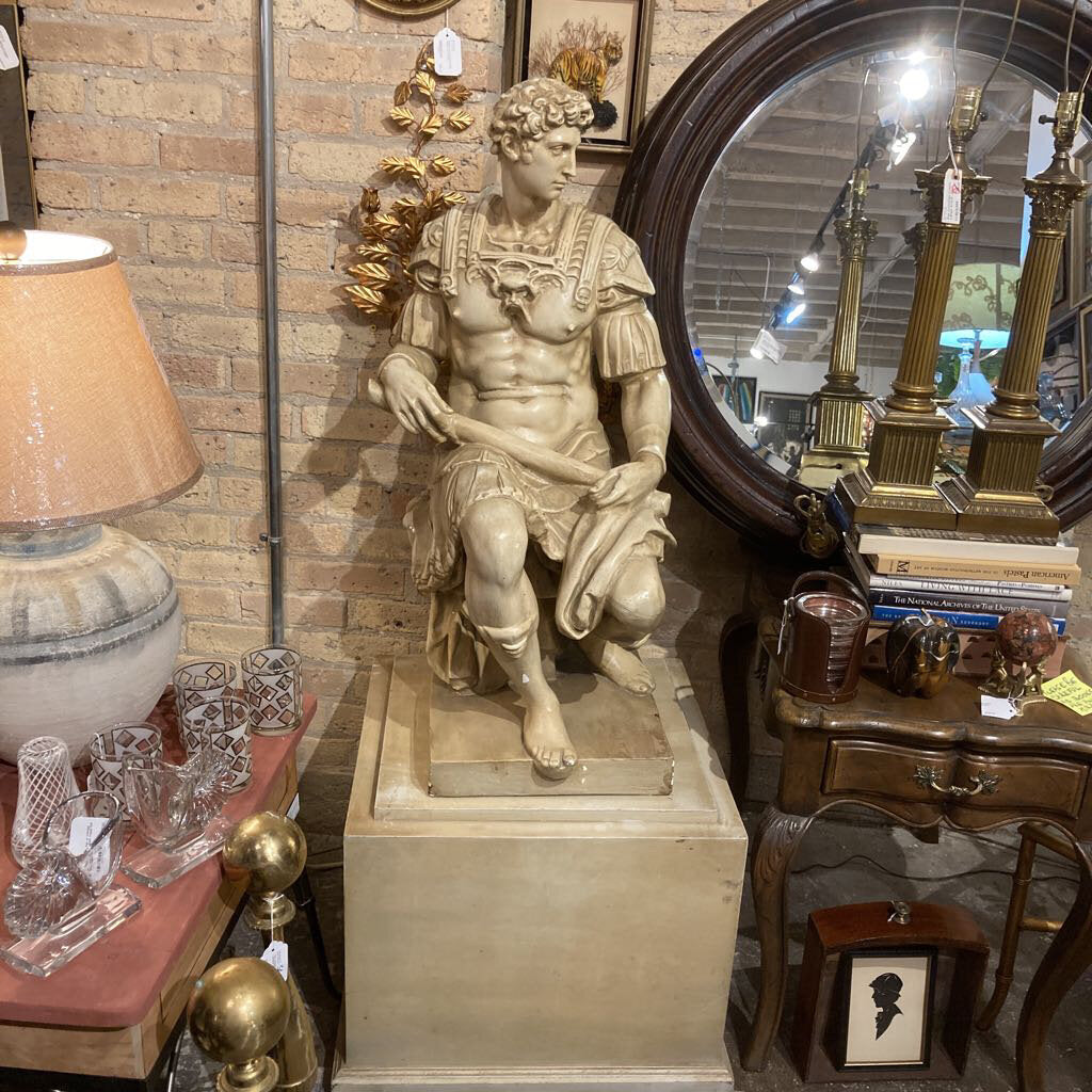 Vintage Roman Soldier Sculpture (plaster) Italy (58" high, 17" wide) (IN STORE PICK UP ONLY)