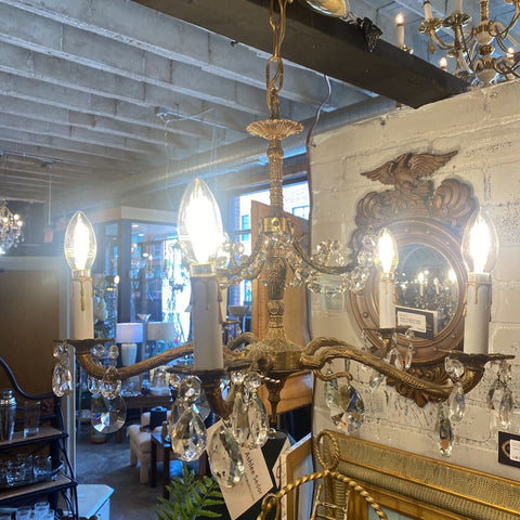 Brass and Crystal Chandelier 19W 16H (IN STORE PICK UP ONLY)