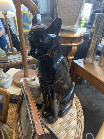 Post modern black ceramic cat figurine