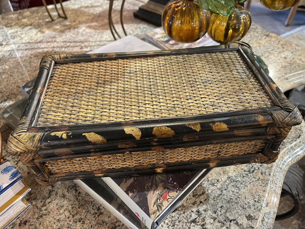 Vintage burnt bamboo and woven box