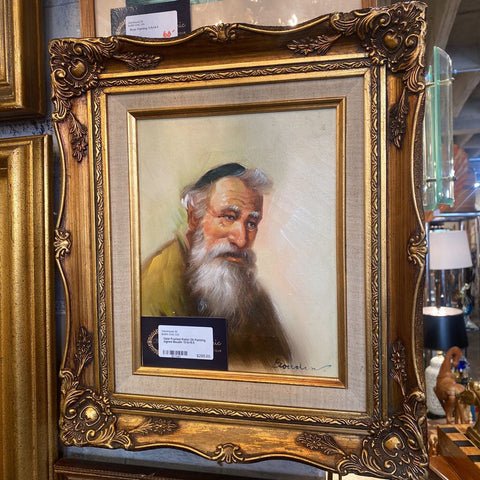 Gold Framed Rabbi Oil Painting signed Boudin 13.5x15.5
