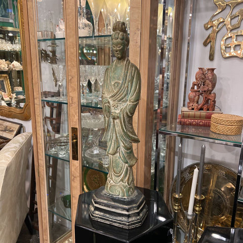 Tall Asian statue. H25 x L 8 x D 6.5 (in store pick up only)