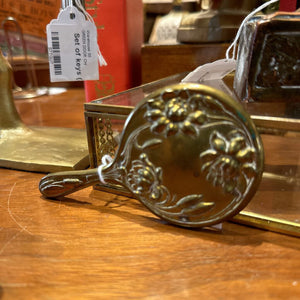 Little brass hand mirror 5 in