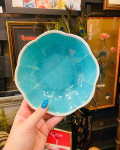 Small Chinese teal flower bowl