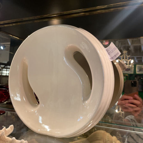 Off white art deco ceramic circular vase Haeger pottery